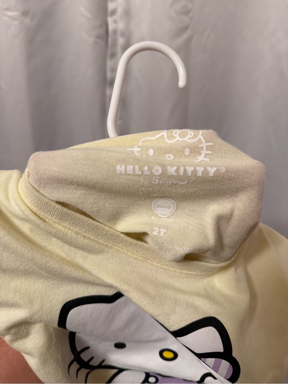 Hello Kitty Pale Yellow Tee with Purple Graphic - Kids Short Sleeve - Picture 3 of 3